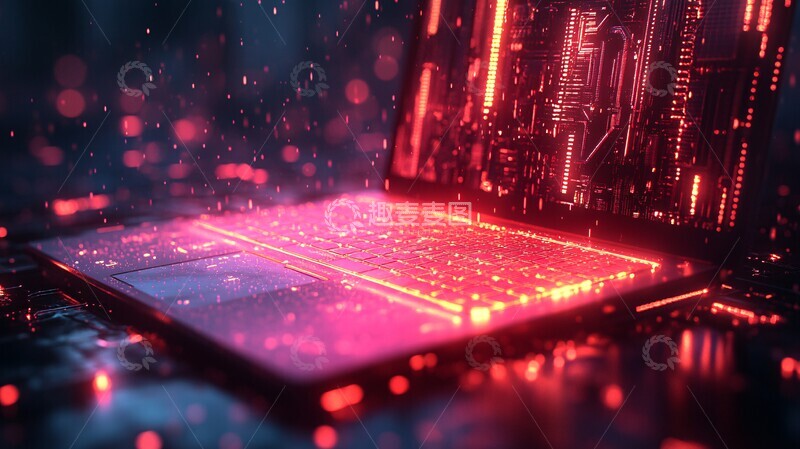 高清大图下载【趣麦麦图】电脑科技霓虹笔记本1