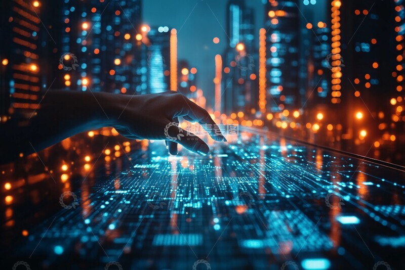 高清大图下载【趣麦麦图】数据浮板连接城市3