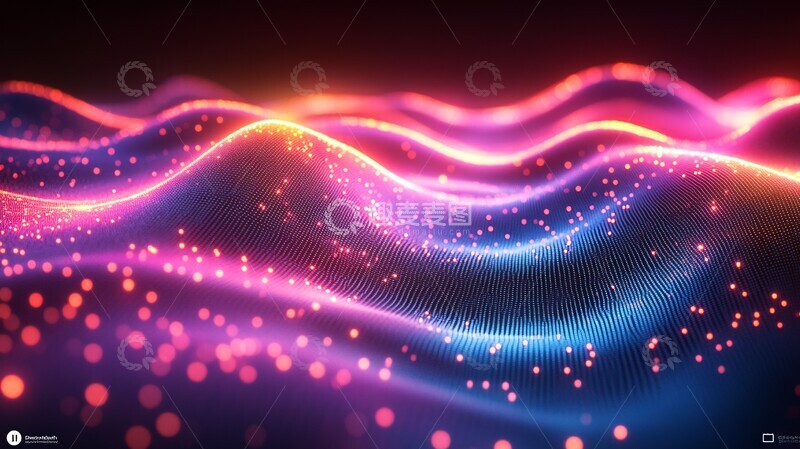 高清大图下载【趣麦麦图】霓虹数字波浪1