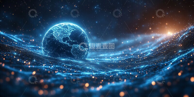 高清大图下载【趣麦麦图】数字地球网络背景1
