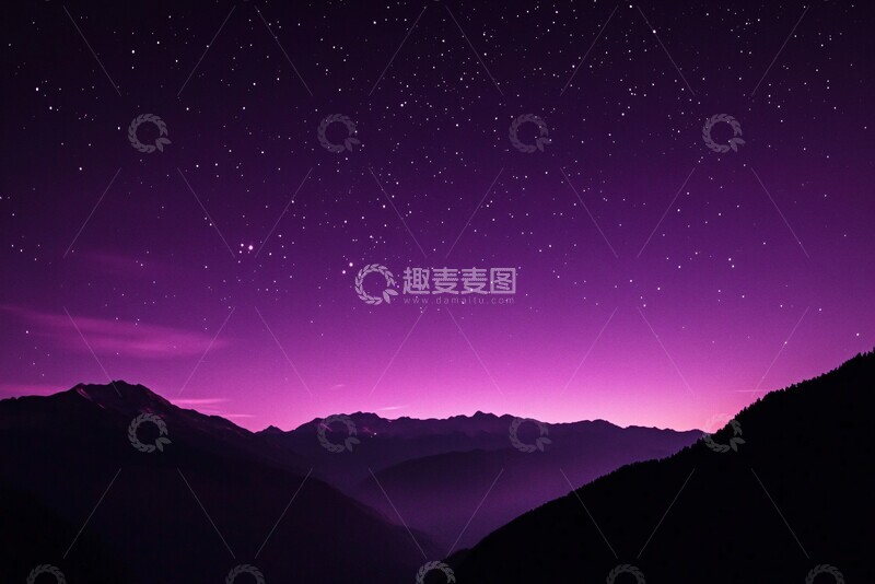 高清大图下载【趣麦麦图】紫夜星辰紫色夜晚星空2