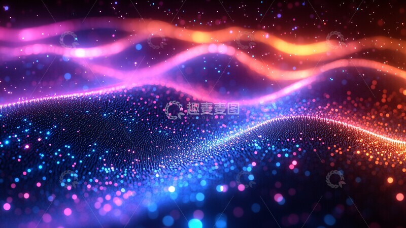 高清大图下载【趣麦麦图】霓虹数字波浪2