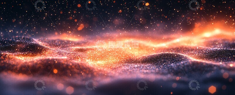 高清大图下载【趣麦麦图】星光夜空橙紫光2