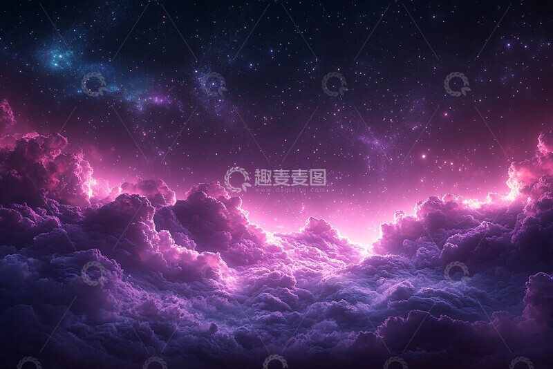 高清大图下载【趣麦麦图】黑紫双层夜空2