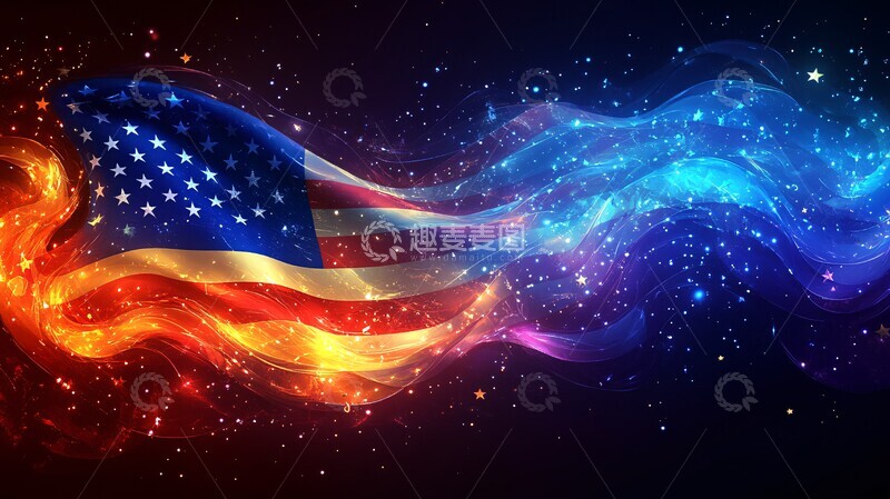 高清大图下载【趣麦麦图】美国旗帜动感设计