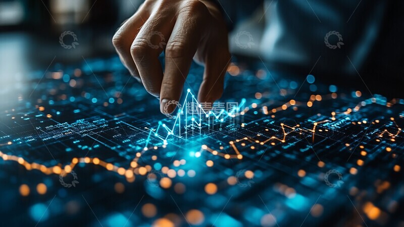 高清大图下载【趣麦麦图】商业增长图表触碰