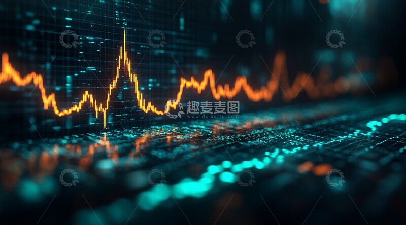 高清大图下载【趣麦麦图】绿线上涨背景2