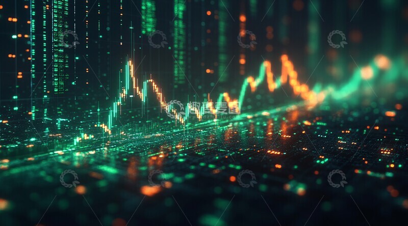 高清大图下载【趣麦麦图】绿线上涨背景1