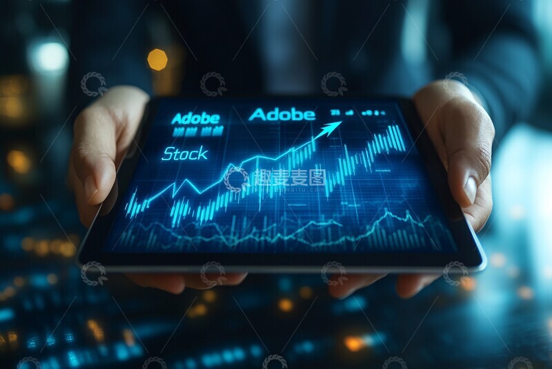 高清大图下载【趣麦麦图】商人手持平板股市图1