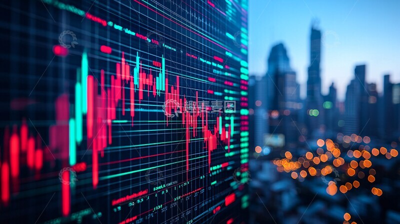 高清大图下载【趣麦麦图】股市涨跌图数字柱状图红色1