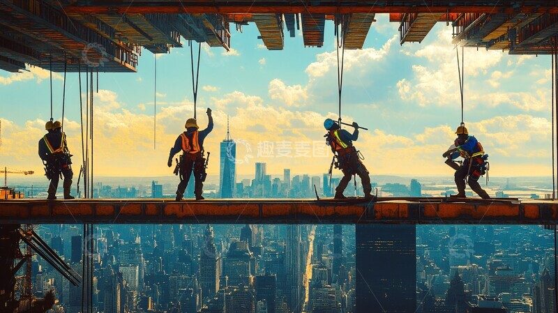高清大图下载【趣麦麦图】高空作业现场1