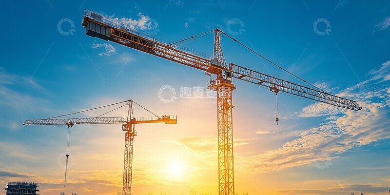 高清大图下载【趣麦麦图】双吊塔建筑工地2