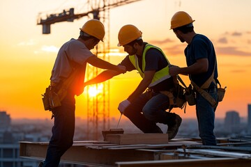 工人清晨准备开工2