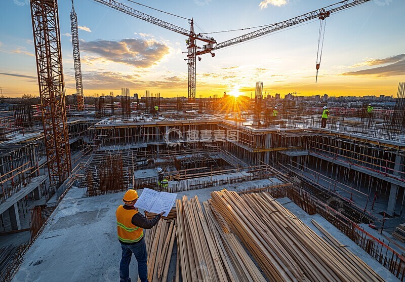 高清大图下载【趣麦麦图】建筑工地全景图
