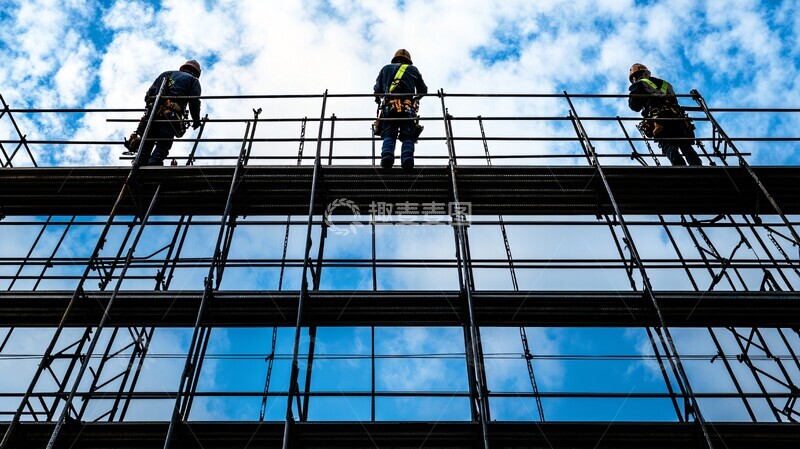 高清大图下载【趣麦麦图】工人搭建脚手架2