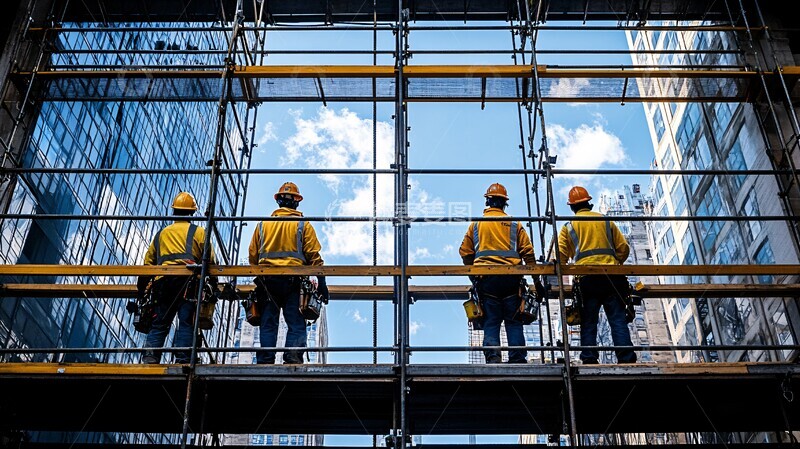 高清大图下载【趣麦麦图】工人搭建脚手架1