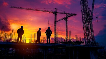 工人建设工地落日2