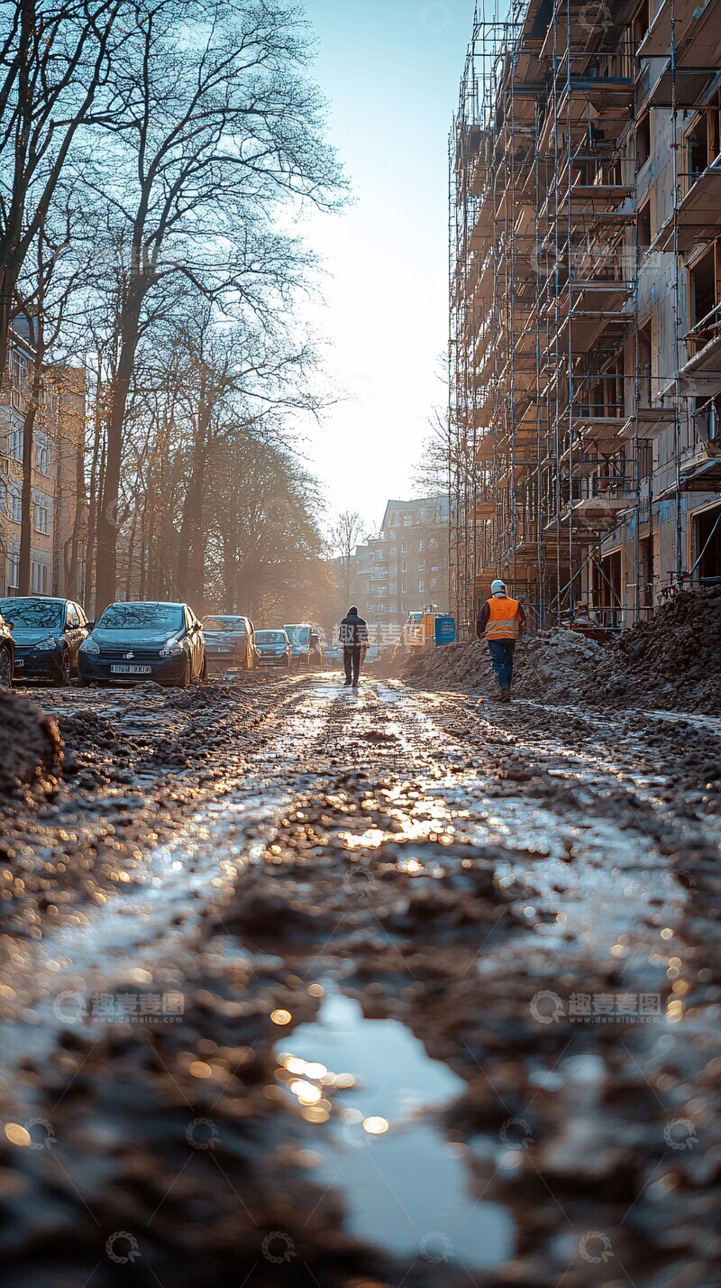 高清大图下载【趣麦麦图】施工现场阳光明媚1