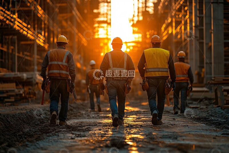 高清大图下载【趣麦麦图】建筑工人协作现场2