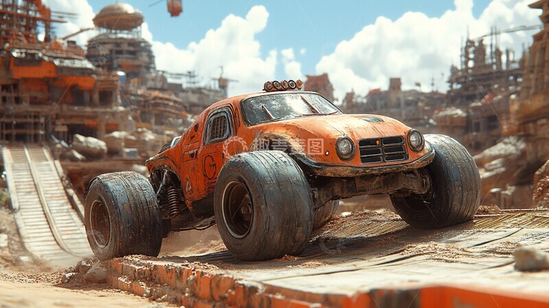 高清大图下载【趣麦麦图】工具车跃过坡道1