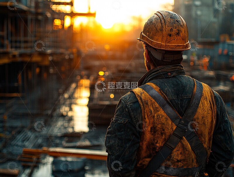 高清大图下载【趣麦麦图】孤独的建筑工人1