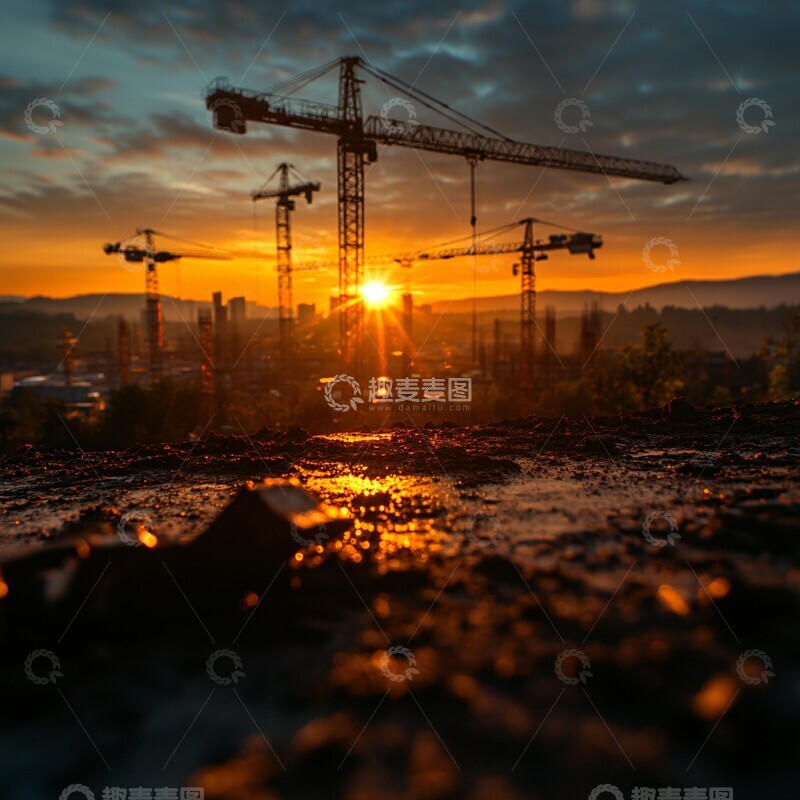 高清大图下载【趣麦麦图】混凝土机械天空1