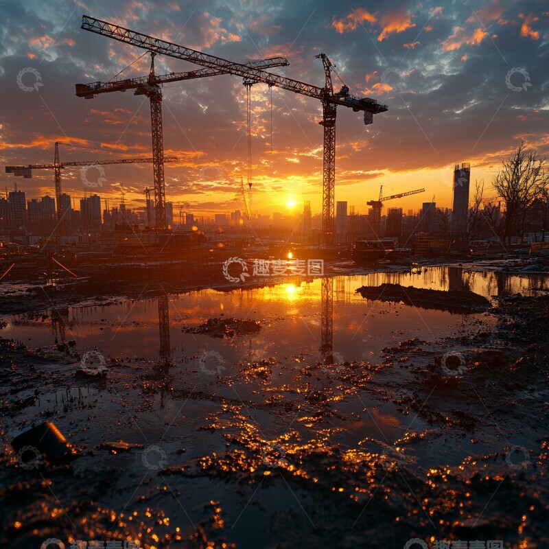 高清大图下载【趣麦麦图】混凝土机械天空