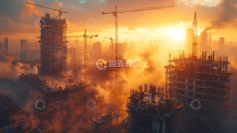 高清大图下载【趣麦麦图】建设中的高层建筑1