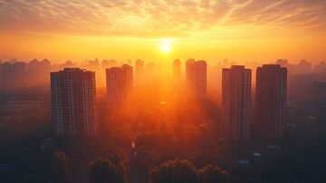 工人晨光中施工2