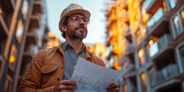 工程师检查建筑图纸