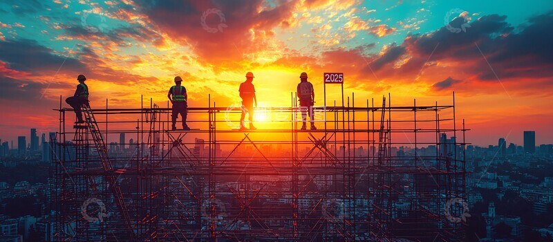 高清大图下载【趣麦麦图】工人在脚手架上2