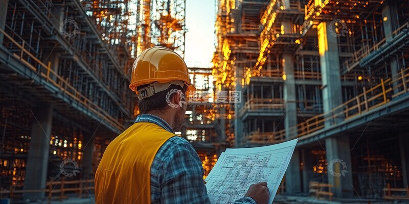 高清大图下载【趣麦麦图】工程师检查建筑图纸2