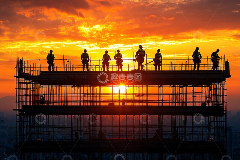 高清大图下载【趣麦麦图】工人顶部施工图2
