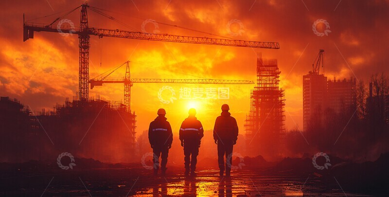 高清大图下载【趣麦麦图】工人施工背影2