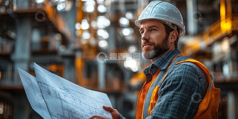 高清大图下载【趣麦麦图】工程师检查建筑图纸1