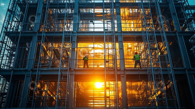 高清大图下载【趣麦麦图】钢结构建筑施工中2