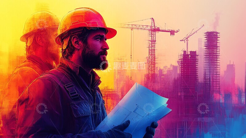 高清大图下载【趣麦麦图】建筑工地蓝图2
