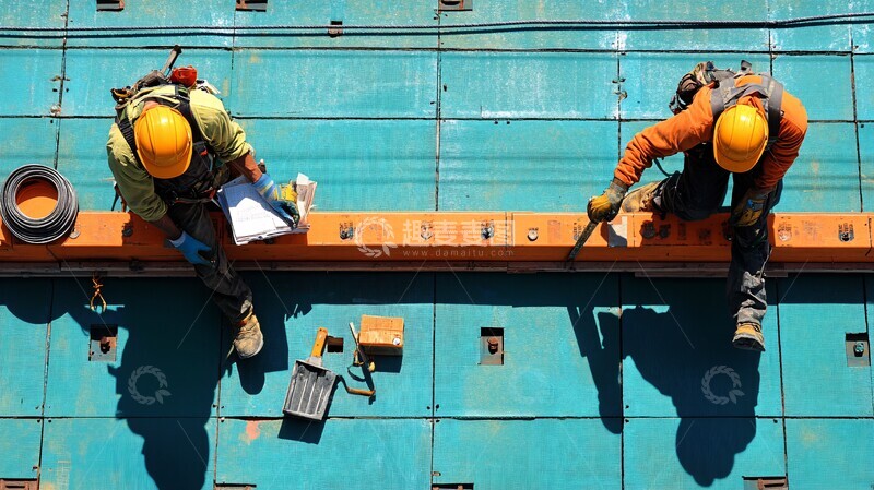 高清大图下载【趣麦麦图】工人建造办公室1