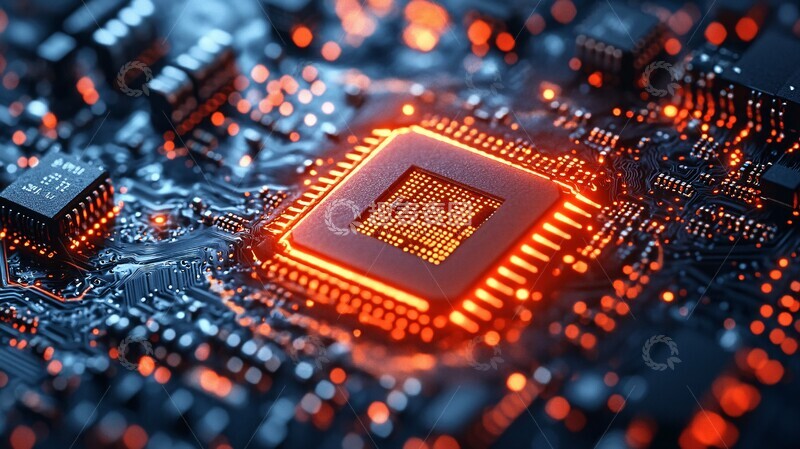 高清大图下载【趣麦麦图】芯片电路蓝背景2