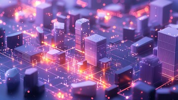 创新城市低多边形紫色白色2