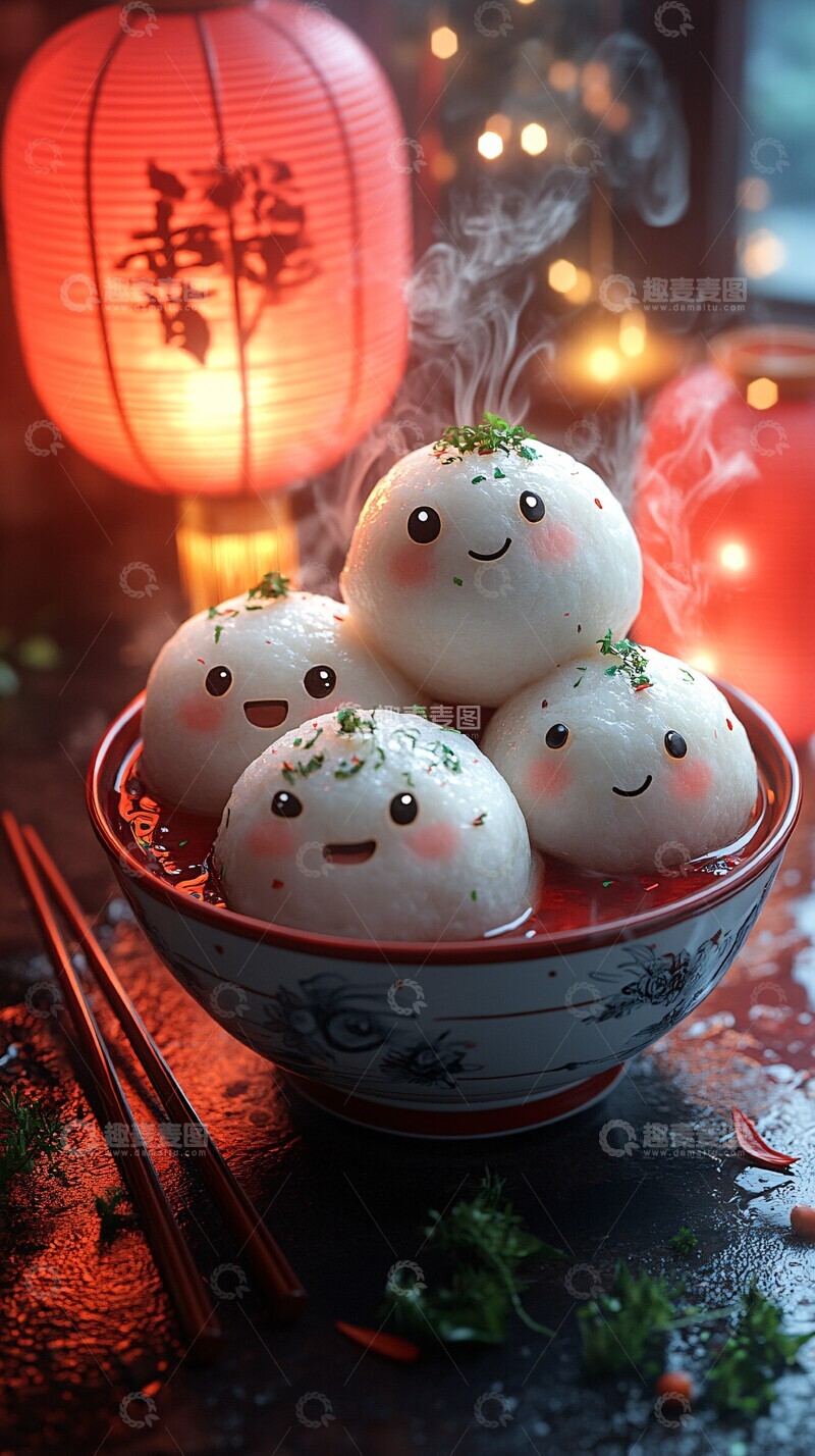 高清大图下载【趣麦麦图】灯笼汤圆卡通图2