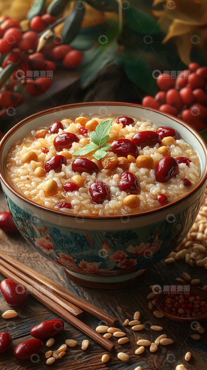 高清大图下载【趣麦麦图】八宝粥与配料1