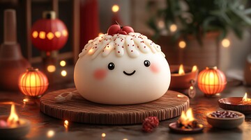 春节红背景饺子角色2