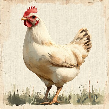 鸡简单色块水彩2