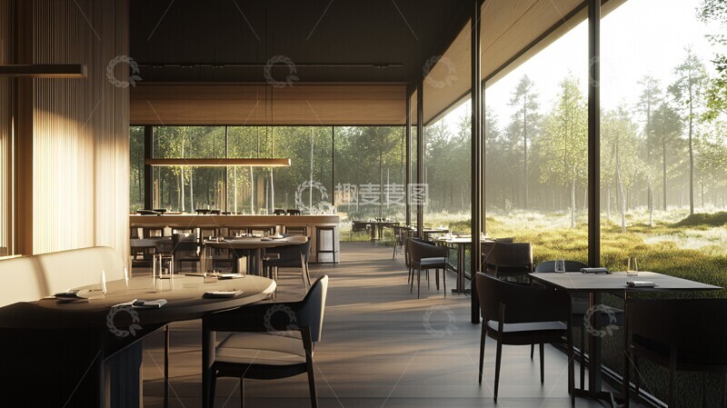 高清大图下载【趣麦麦图】自然木色餐厅2