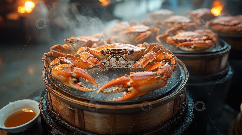 高清大图下载【趣麦麦图】蒸螃蟹与醋碟2