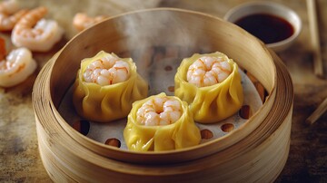 虾仁烧卖竹蒸笼1