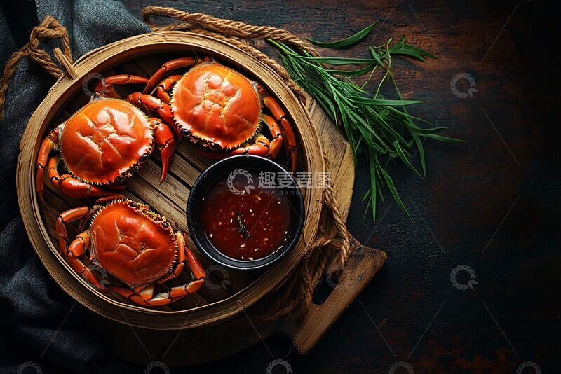 高清大图下载【趣麦麦图】蒸蟹与辣酱组合1