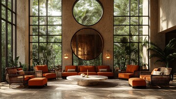 镜面餐桌与藤椅空间2