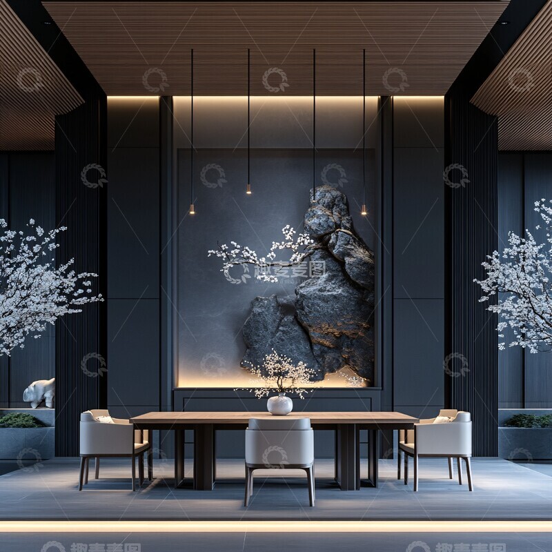 高清大图下载【趣麦麦图】中式现代餐厅布局2